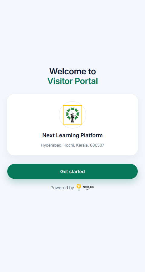 Visitor Portal welcome screen after scanning the QR poster
